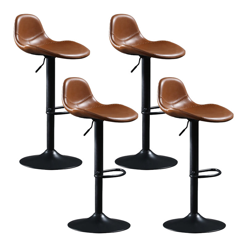 Adjustable Height Bucket Seat Bar Stools Faux Leather Swivel Barstool