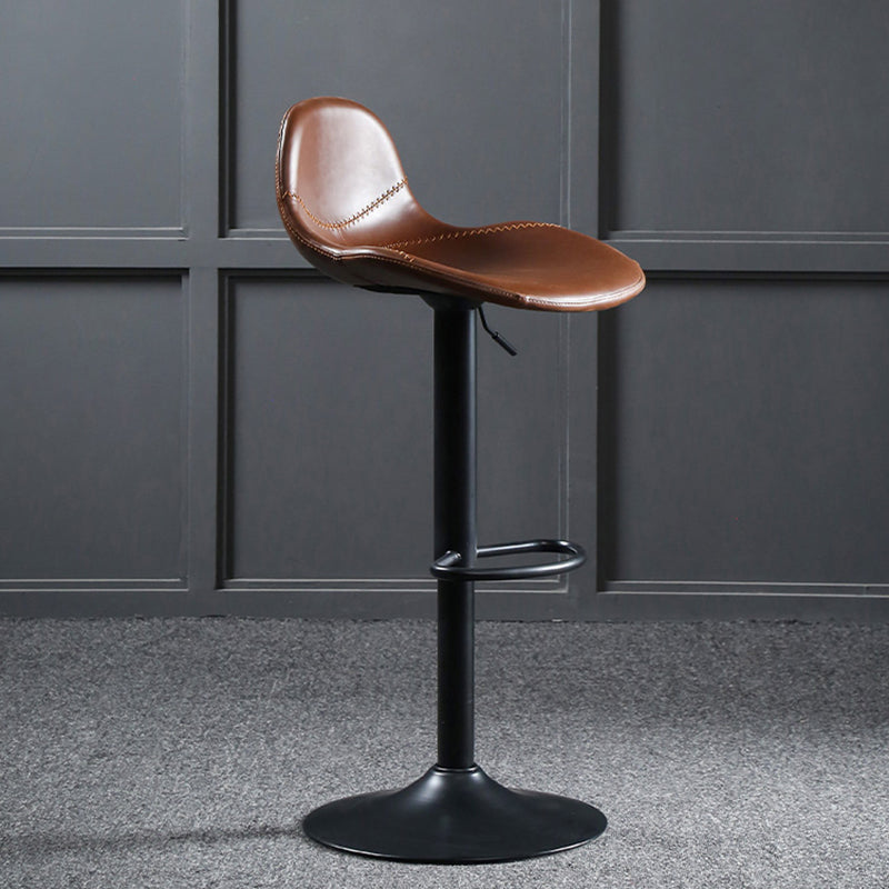 Adjustable Height Bucket Seat Bar Stools Faux Leather Swivel Barstool