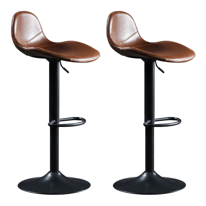 Adjustable Height Bucket Seat Bar Stools Faux Leather Swivel Barstool