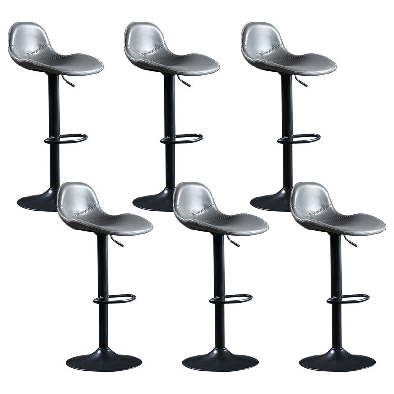 Adjustable Height Bucket Seat Bar Stools Faux Leather Swivel Barstool