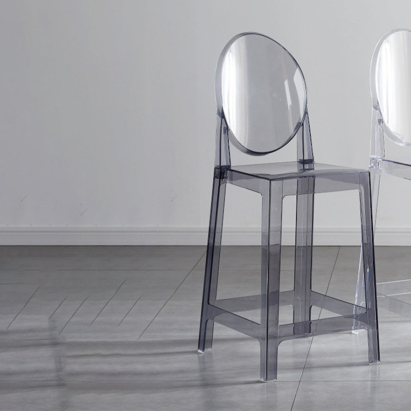 Contemporary Plastic Low Back Counter Stool Footrest Furniture with 4 Legs