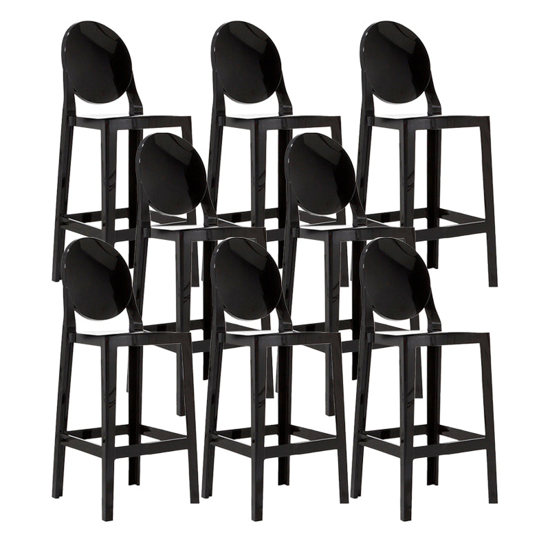 Contemporary Plastic Low Back Counter Stool Footrest Furniture with 4 Legs