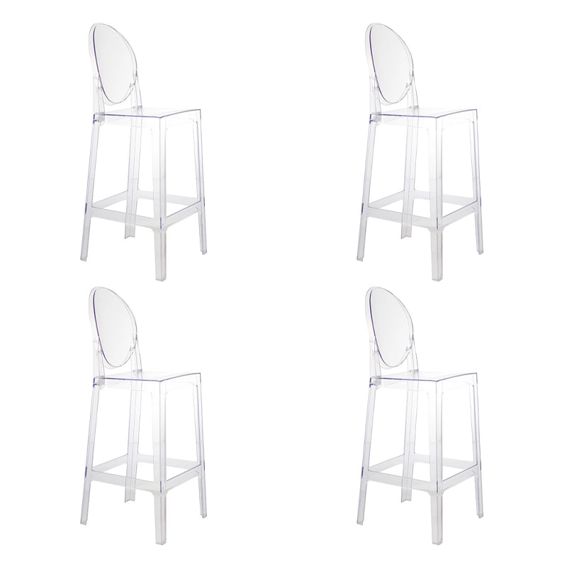 Contemporary Plastic Low Back Counter Stool Footrest Furniture with 4 Legs