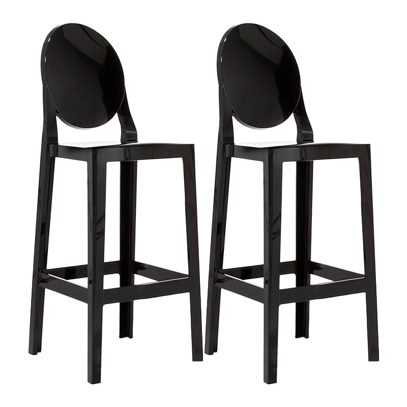 Contemporary Plastic Low Back Counter Stool Footrest Furniture with 4 Legs
