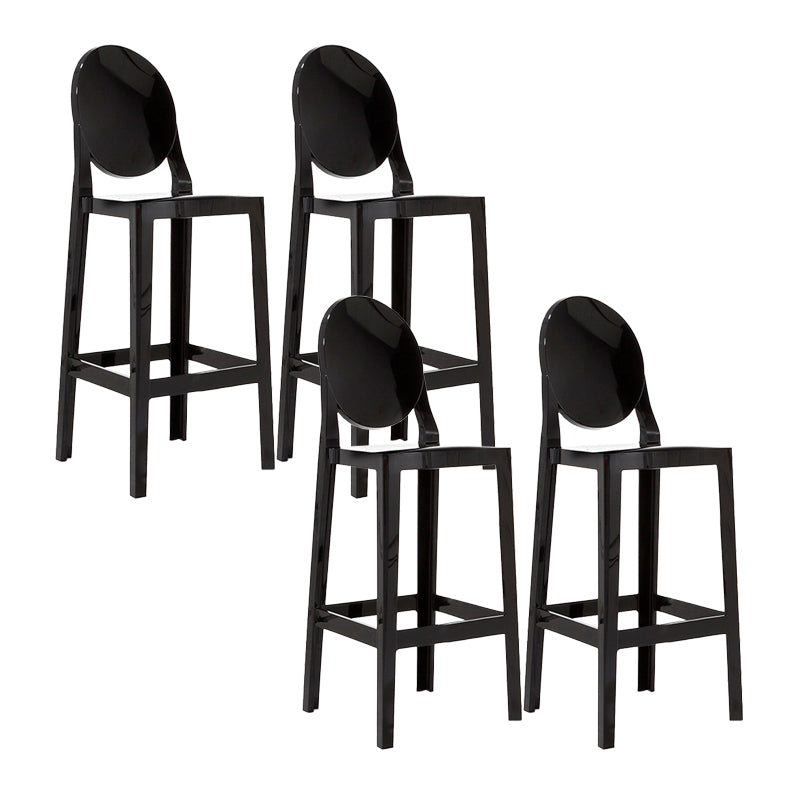 Contemporary Plastic Low Back Counter Stool Footrest Furniture with 4 Legs