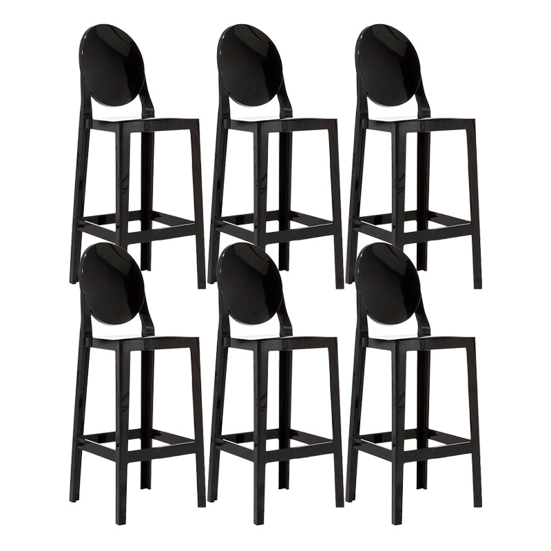 Contemporary Plastic Low Back Counter Stool Footrest Furniture with 4 Legs