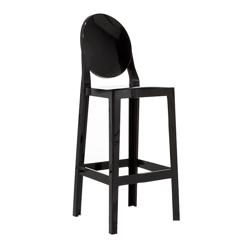 Contemporary Plastic Low Back Counter Stool Footrest Furniture with 4 Legs
