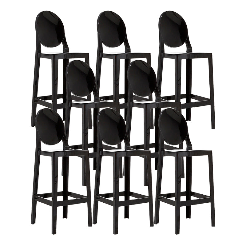 Contemporary Plastic Low Back Counter Stool Footrest Furniture with 4 Legs