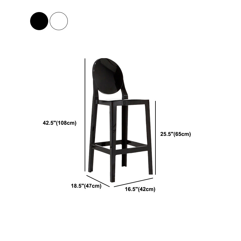 Contemporary Plastic Low Back Counter Stool Footrest Furniture with 4 Legs