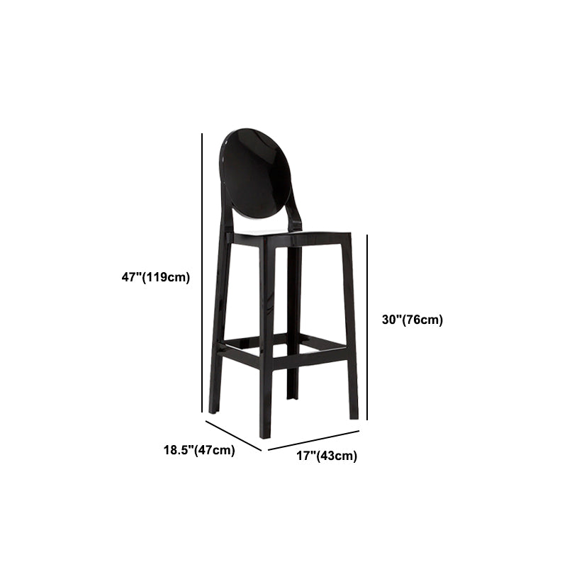 Contemporary Plastic Low Back Counter Stool Footrest Furniture with 4 Legs