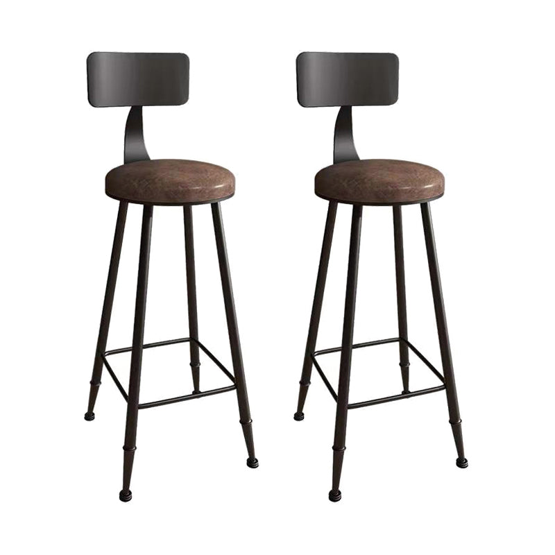 Industrial Armless Backrest Counter Stool Iron Bar Stool with Seat and Pedal