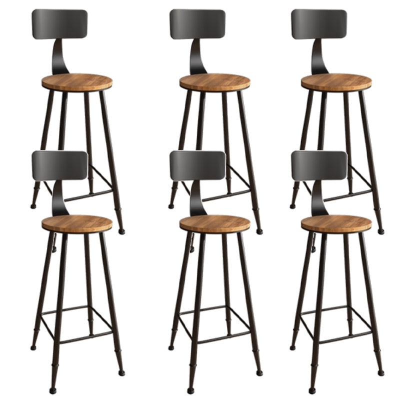Industrial Armless Backrest Counter Stool Iron Bar Stool with Seat and Pedal