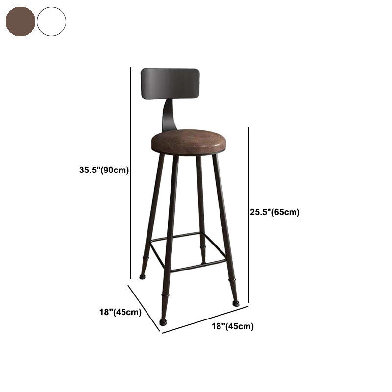 Industrial Armless Backrest Counter Stool Iron Bar Stool with Seat and Pedal