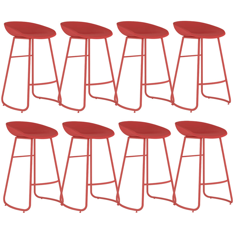 Contemporary Iron Base Bar Stools Plastic Bucket Seat Barstool for Home