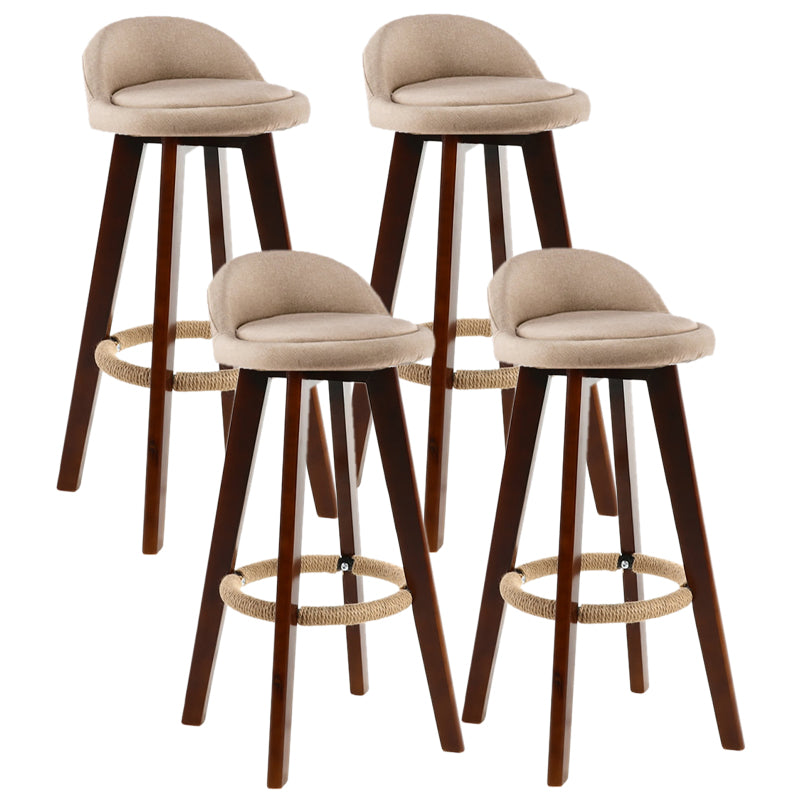 Contemporary Wood Stool Fabric Cushion in Matte Finish for Indoor