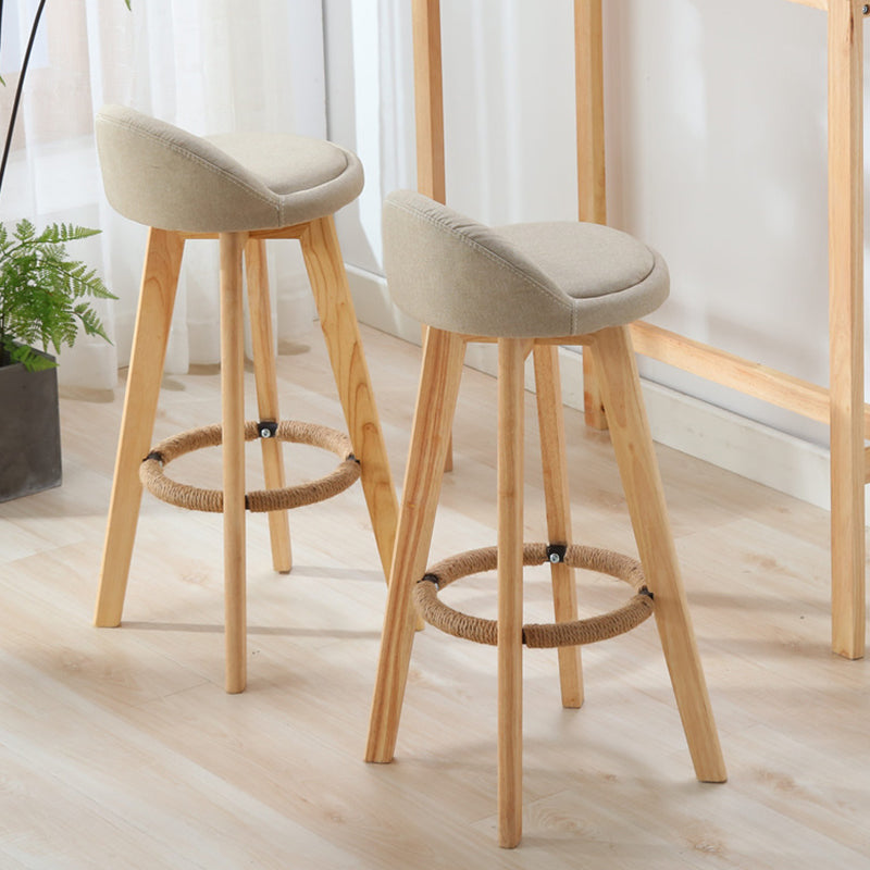 Contemporary Wood Stool Fabric Cushion in Matte Finish for Indoor