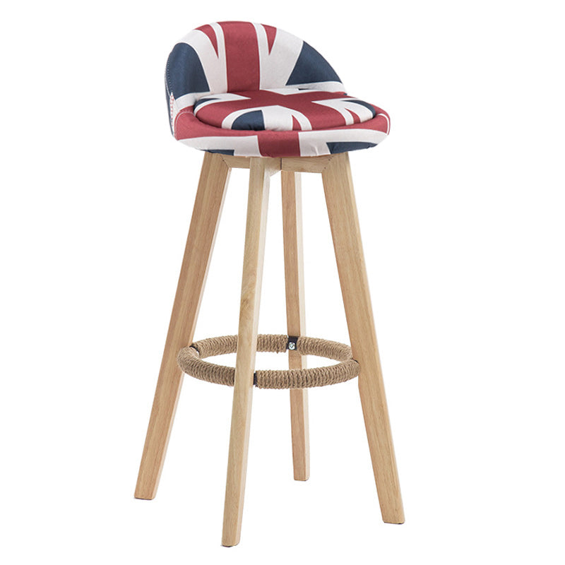 Contemporary Wood Stool Fabric Cushion in Matte Finish for Indoor