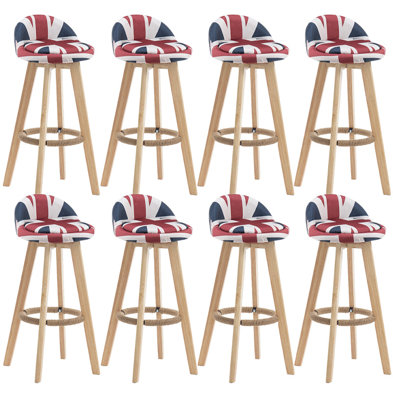 Contemporary Wood Stool Fabric Cushion in Matte Finish for Indoor