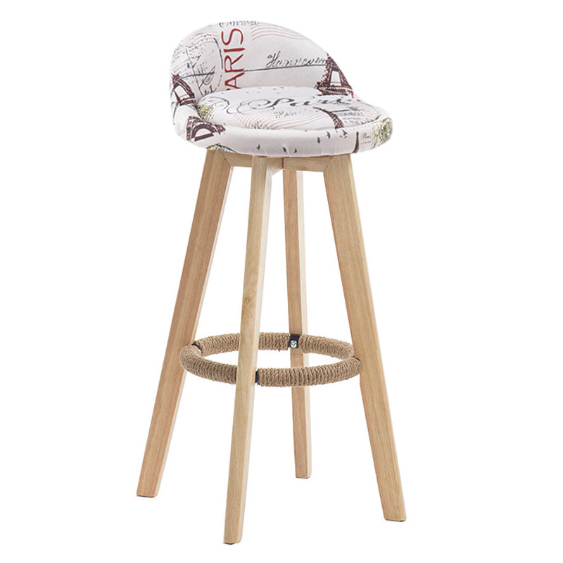 Contemporary Wood Stool Fabric Cushion in Matte Finish for Indoor