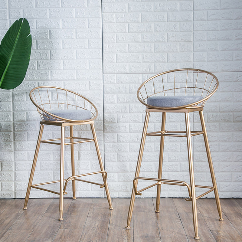 Gold and Black Counter Stool Iron Frame Fabric Upholstered Bar Stools