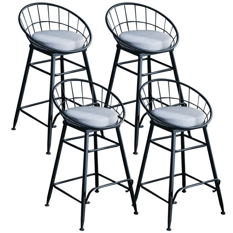 Gold and Black Counter Stool Iron Frame Fabric Upholstered Bar Stools