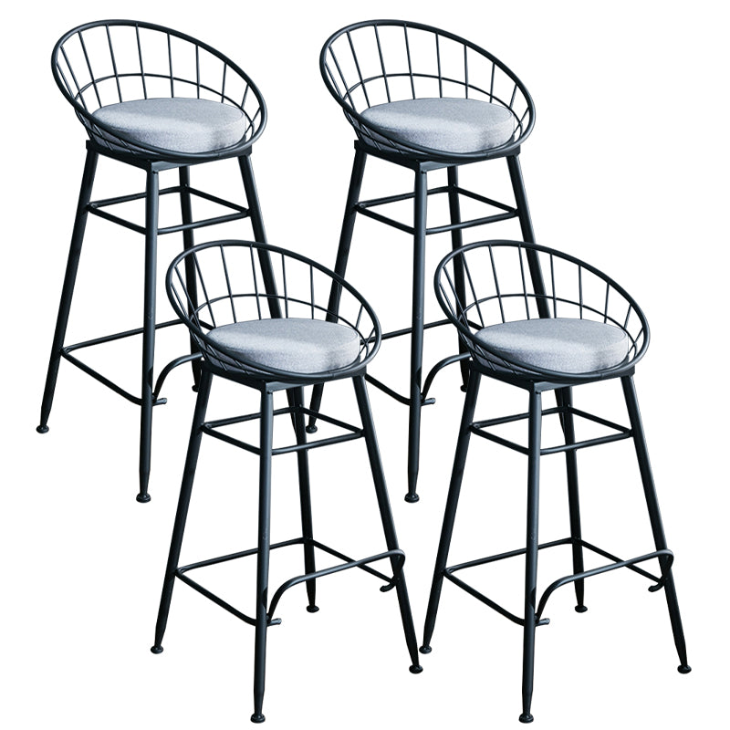 Gold and Black Counter Stool Iron Frame Fabric Upholstered Bar Stools