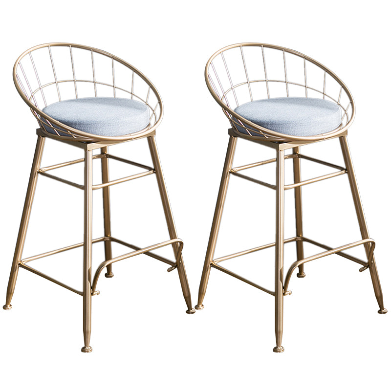 Gold and Black Counter Stool Iron Frame Fabric Upholstered Bar Stools