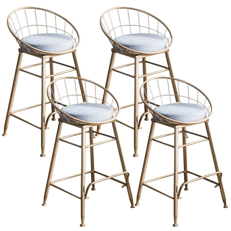 Gold and Black Counter Stool Iron Frame Fabric Upholstered Bar Stools