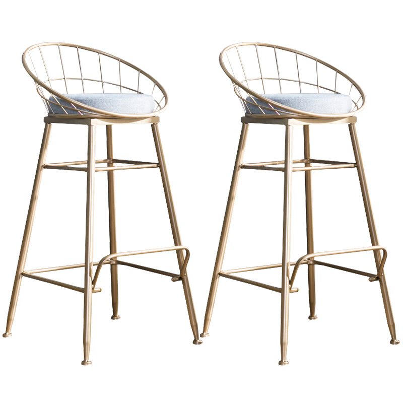 Gold and Black Counter Stool Iron Frame Fabric Upholstered Bar Stools