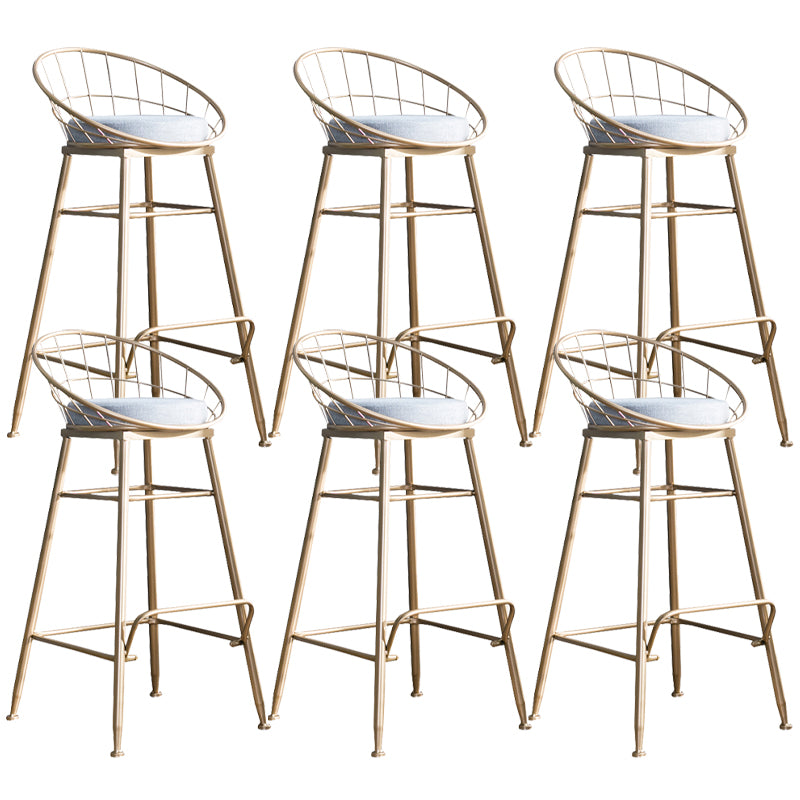 Gold and Black Counter Stool Iron Frame Fabric Upholstered Bar Stools