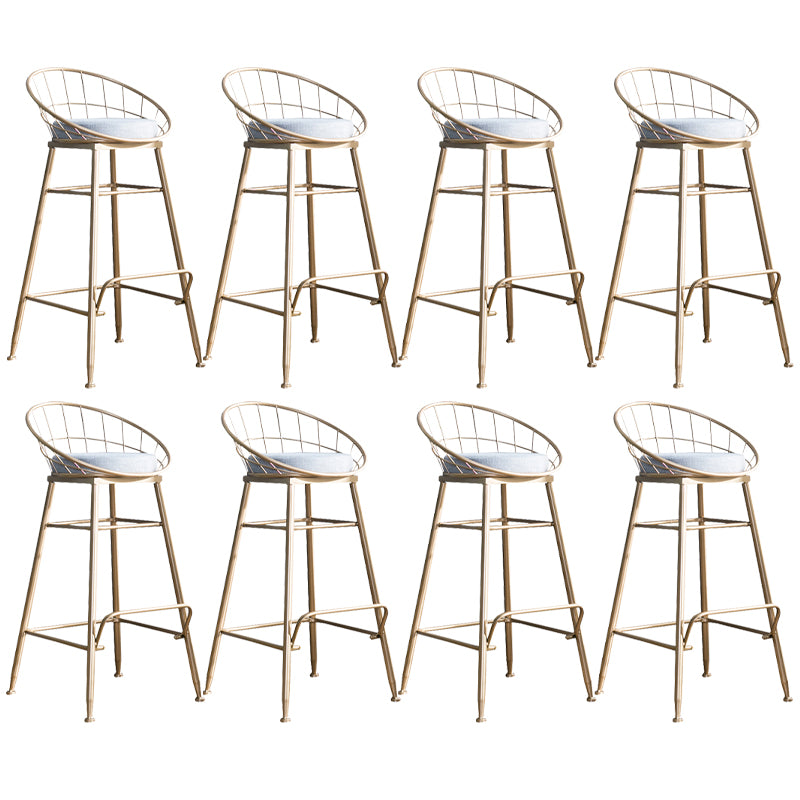 Gold and Black Counter Stool Iron Frame Fabric Upholstered Bar Stools