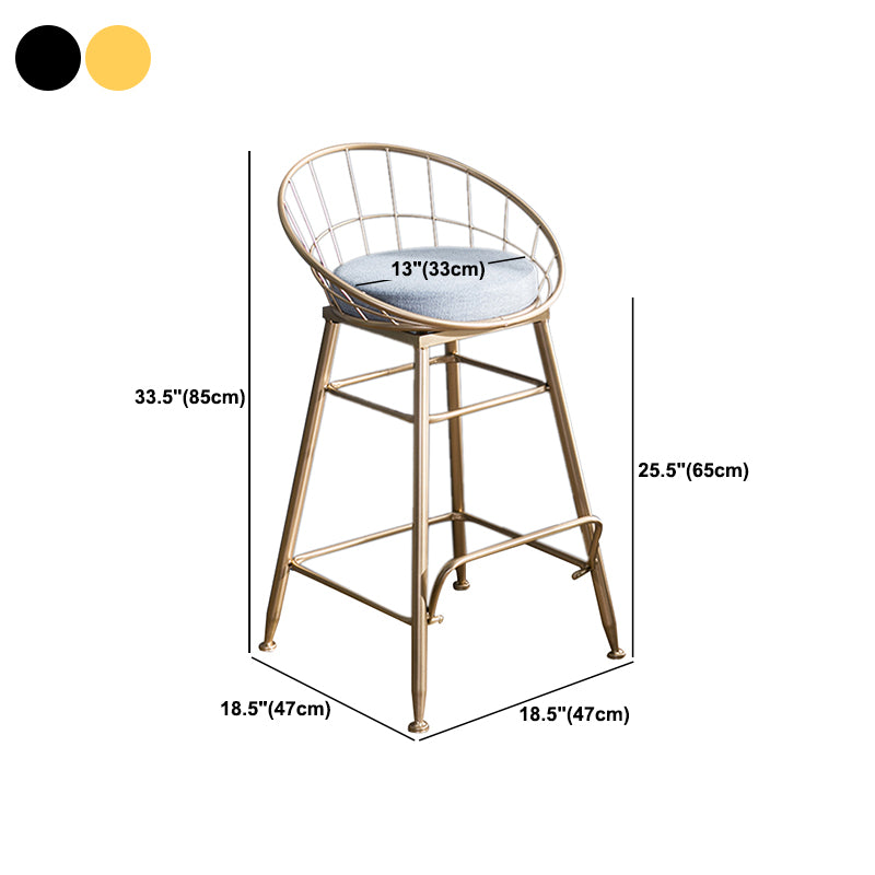 Gold and Black Counter Stool Iron Frame Fabric Upholstered Bar Stools