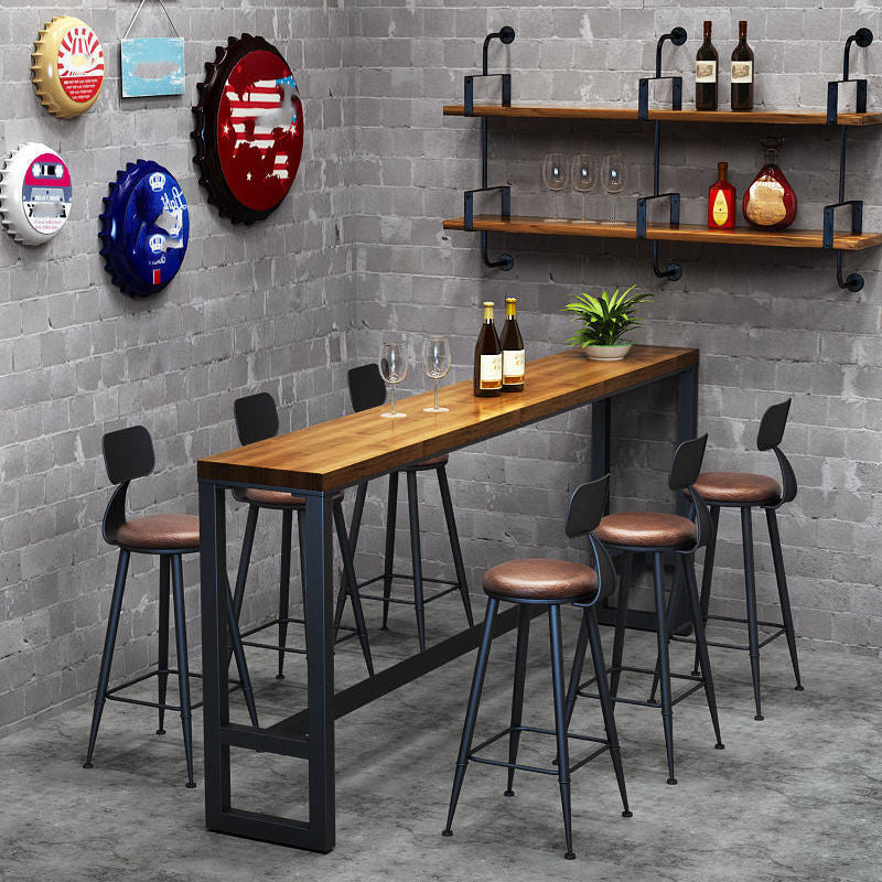 Modern 1/2/7 Pieces Bar Table Set Rectangle Bar Table with High Stools
