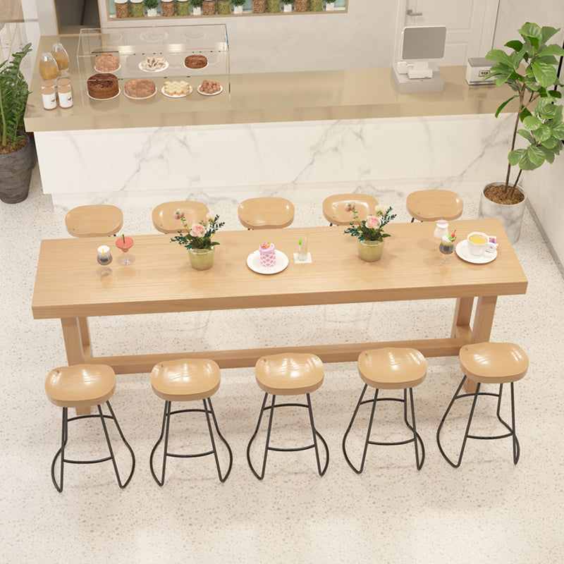 1/6/11 Pieces Modern Rectangular Pub Table Set Wooden Counter Table with Backless Stools