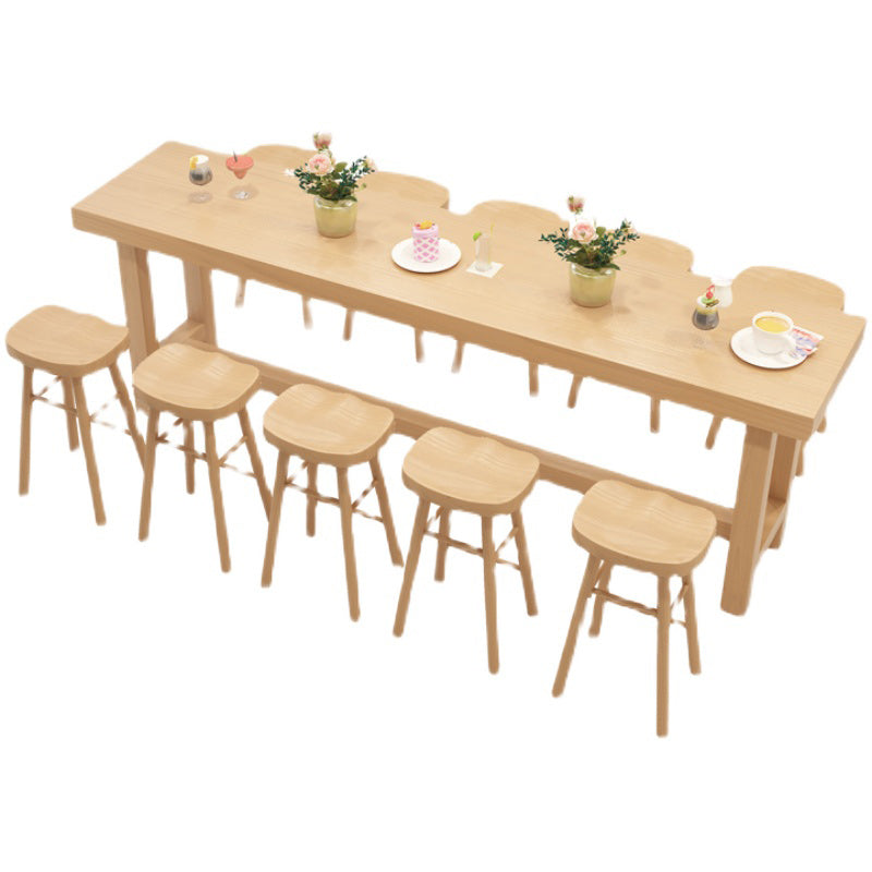 1/6/11 Pieces Modern Rectangular Pub Table Set Wooden Counter Table with Backless Stools