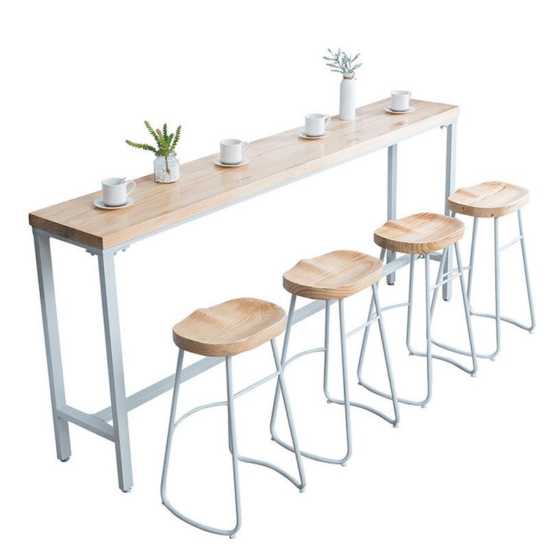 1/5 Pieces Modern Rectangular Pub Table Set Wooden Counter Table with High Stools
