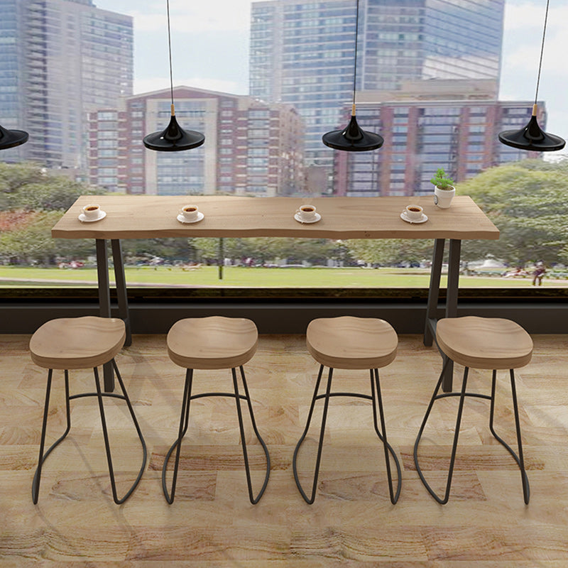 Modern Rectangle Pub Table Set 1/5 Pieces Wooden Counter Table with High Stools