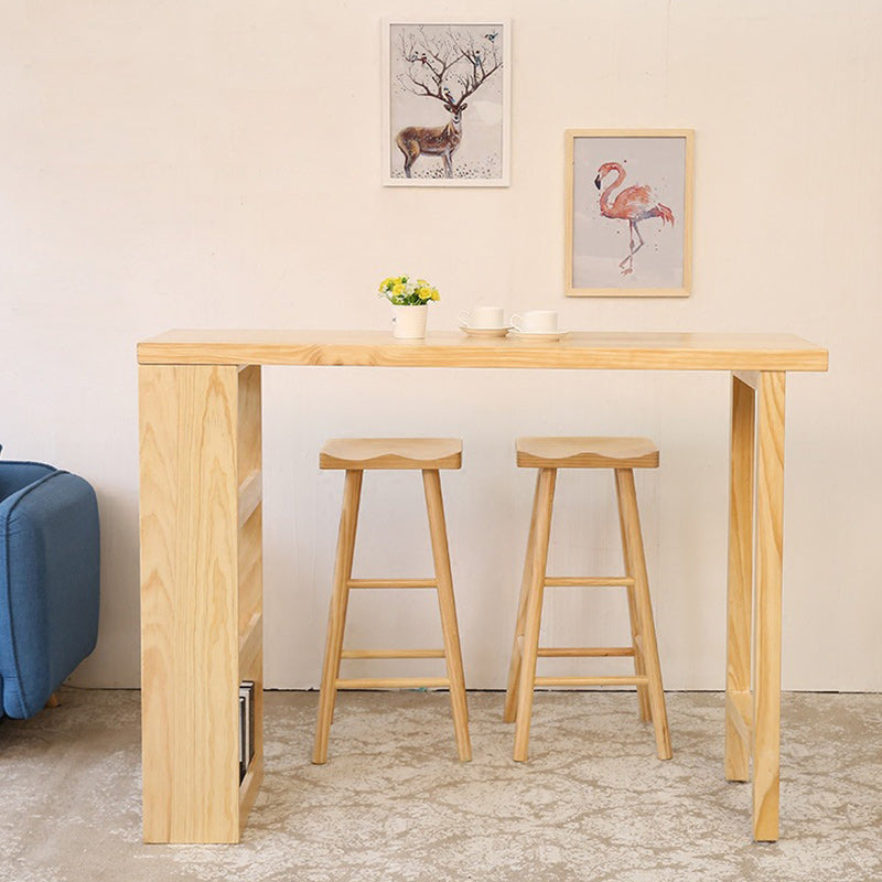 Glam 1/2/3 Pieces Bar Table Set Rectangle Bar Table with Wooden High Stools for Home