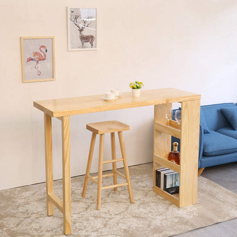 Glam 1/2/3 Pieces Bar Table Set Rectangle Bar Table with Wooden High Stools for Home