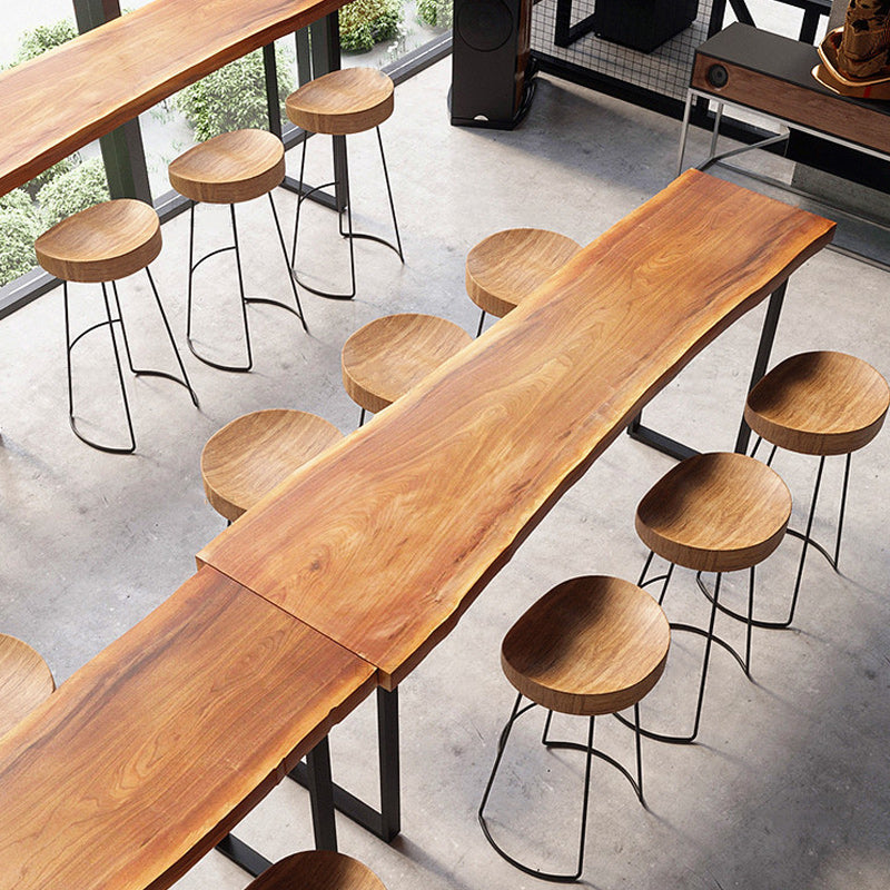 Modern Rectangular Pub Table Set 1/5/7 Pieces Wooden Counter Table with Backless Stools