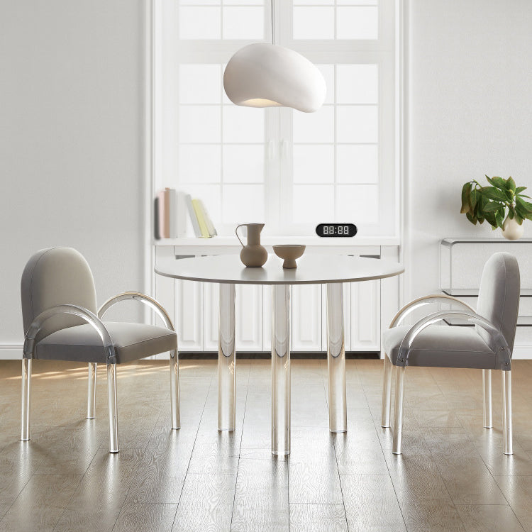 Acrylic Legs Dining Furniture Set 1/2/3/4 Pcs Round Table with Upholstered Chairs