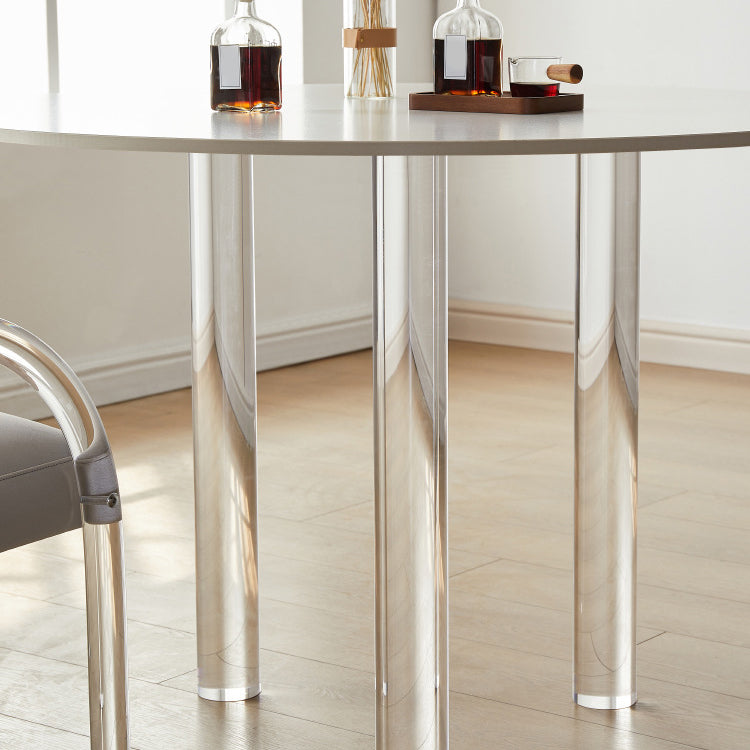 Acrylic Legs Dining Furniture Set 1/2/3/4 Pcs Round Table with Upholstered Chairs