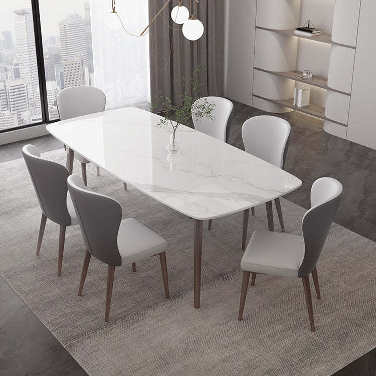 Designer Dining Set 1/2/4/5/7 Pieces Stone and Metal Dinette Set in White