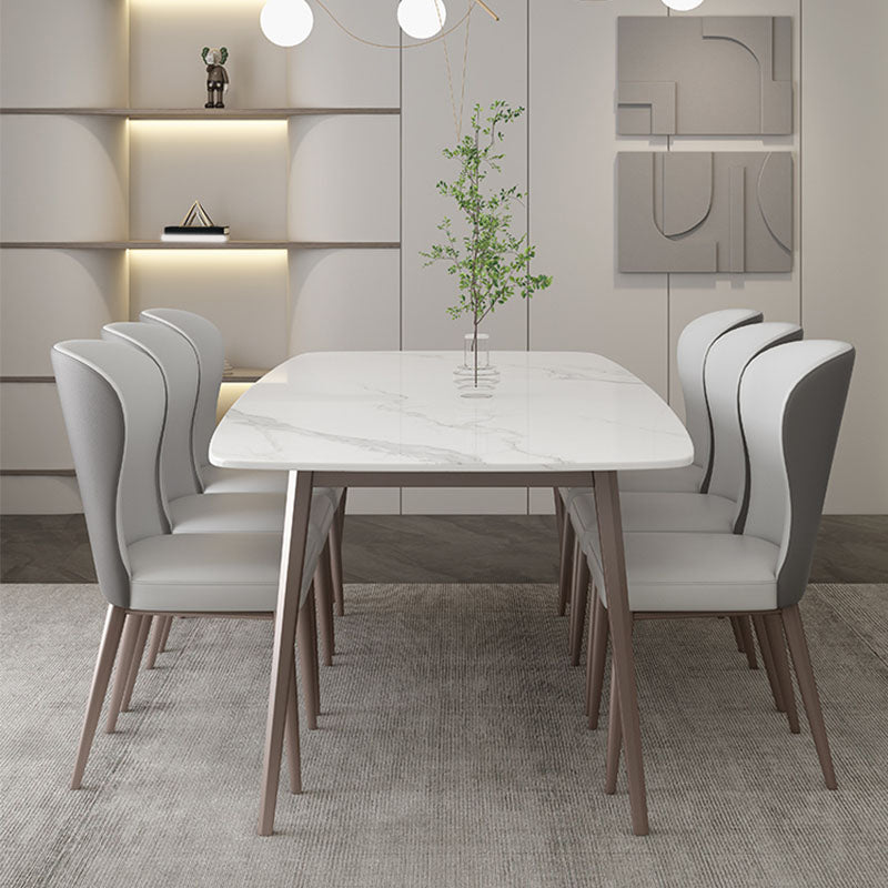Designer Dining Set 1/2/4/5/7 Pieces Stone and Metal Dinette Set in White