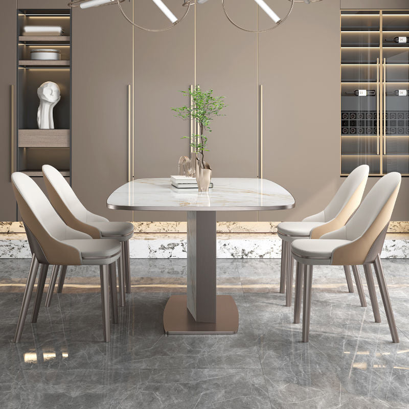 Nordic Sintered Stone Top Dining Set Rectangular 1/4/5/7 Pieces Dinette Table Set