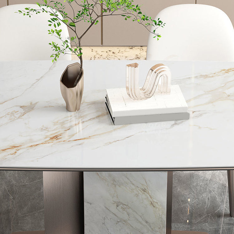 Nordic Sintered Stone Top Dining Set Rectangular 1/4/5/7 Pieces Dinette Table Set