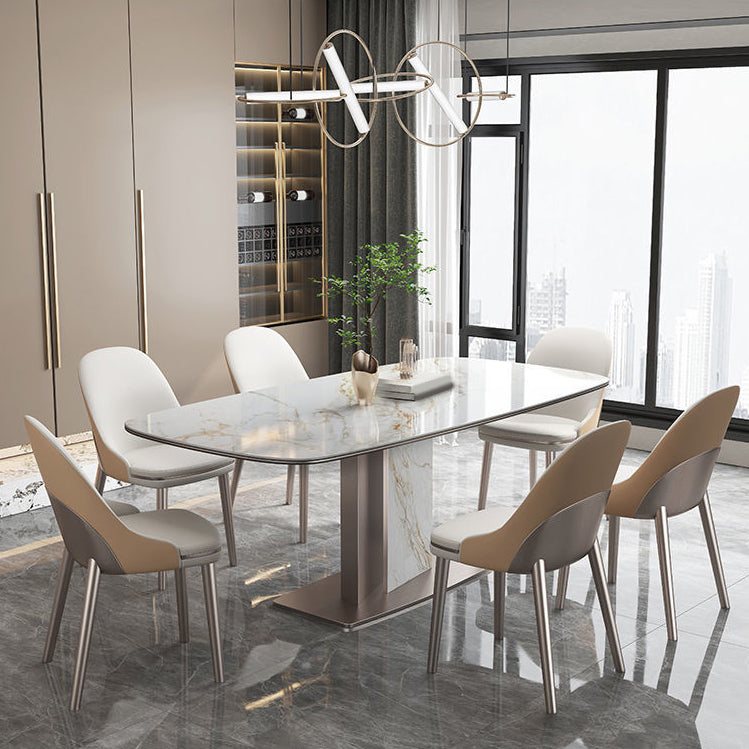 Nordic Sintered Stone Top Dining Set Rectangular 1/4/5/7 Pieces Dinette Table Set