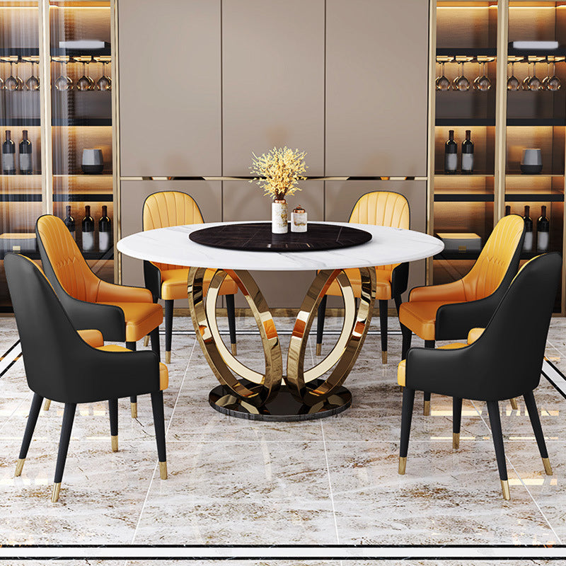 Glam Dining Set Stone 1/4/7 Pieces Dining Turntable Furniture for Home