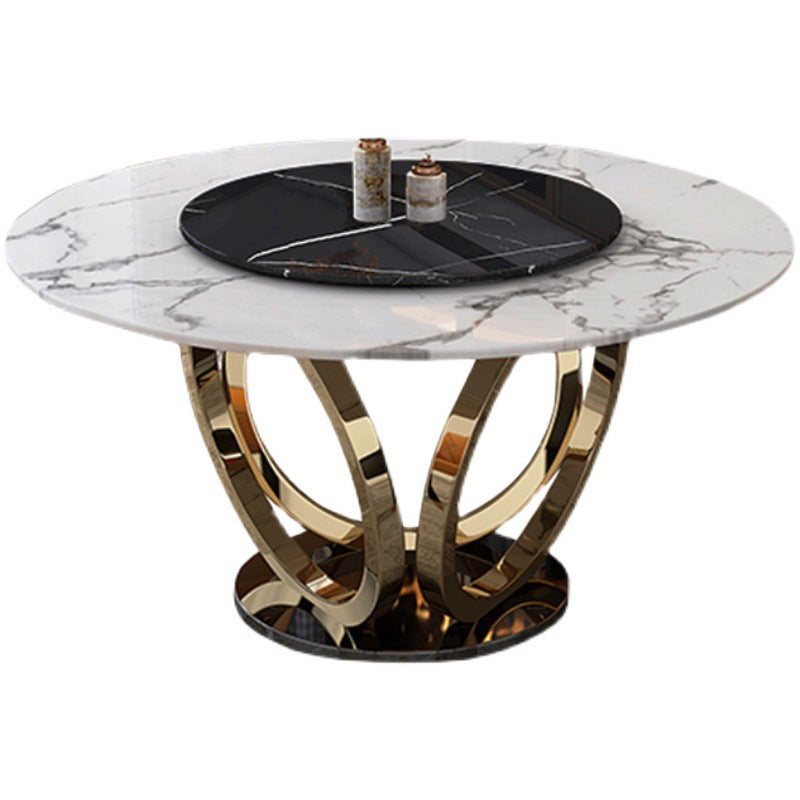 Glam Dining Set Stone 1/4/7 Pieces Dining Turntable Furniture for Home