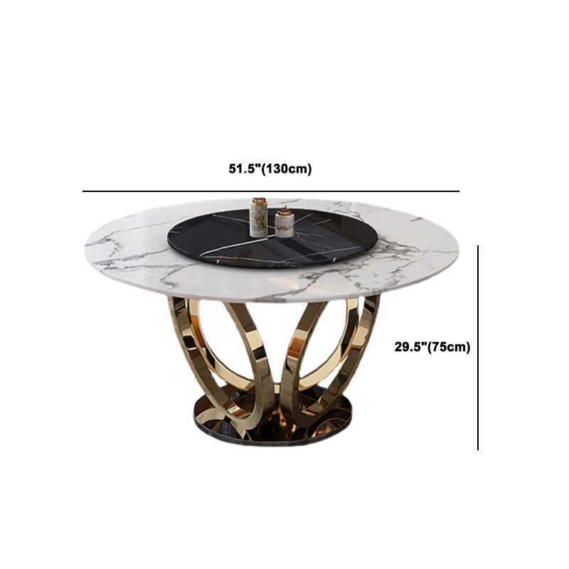 Glam Dining Set Stone 1/4/7 Pieces Dining Turntable Furniture for Home